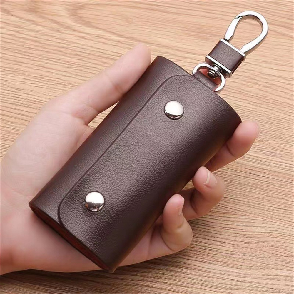 Zippered Closure Key Wallet Luxury Leather Compact Size Keychain Case Multi-Slot Key Holder for Car Keys Home Management
