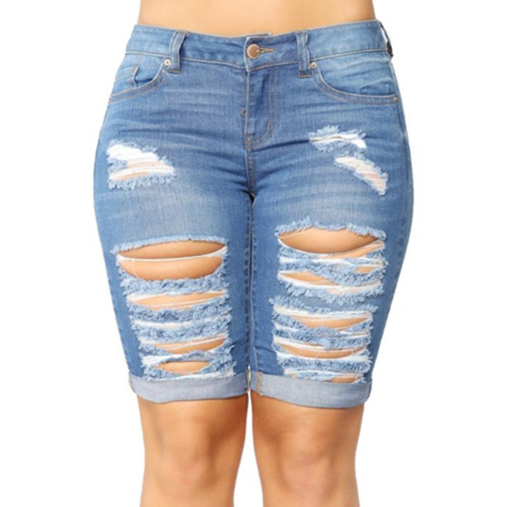 New Denim Bermuda Shorts For Women High Waist Blue Bodycon Jeans Shorts  Knee Length Long Shorts Bermudas Mujer: Buy Online at Best Prices in  Bangladesh | Daraz.com.bd