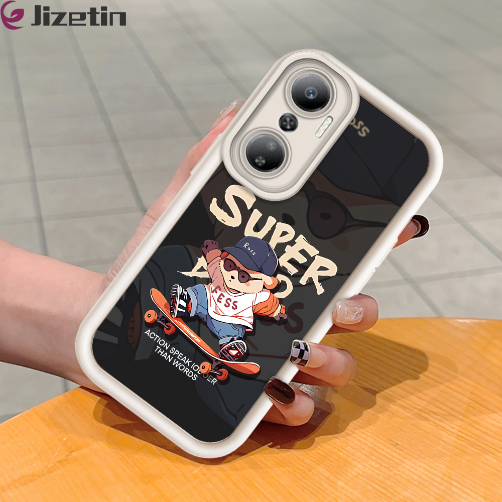 Jizetin for Infinix Hot 20 Back Cover Skate Board Ladder Camera Soft Rubber Mobile Phone Case