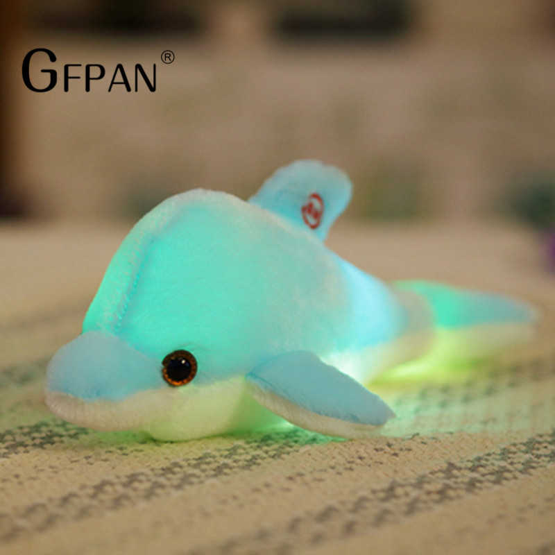 Hot 32cm Cute Creative Luminous Plush Toy Dolphin Doll Glowing LED