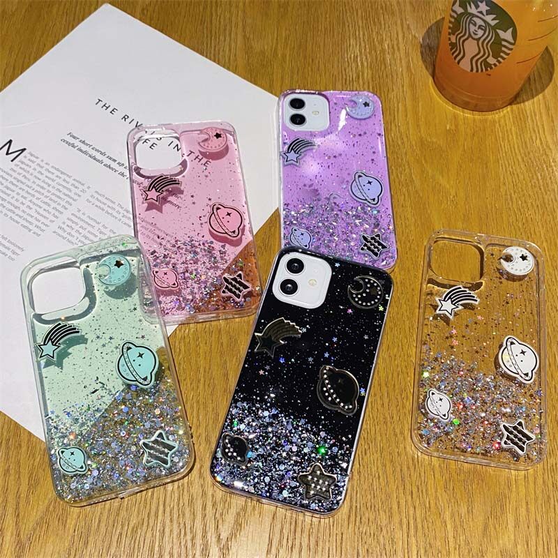 For Redmi A2 A1 Case Sparkling Soft Transparent Silicone Space Planet Stars Moon Girl Anti Fall For Xiaomi Redmi A1 Back Cover. 