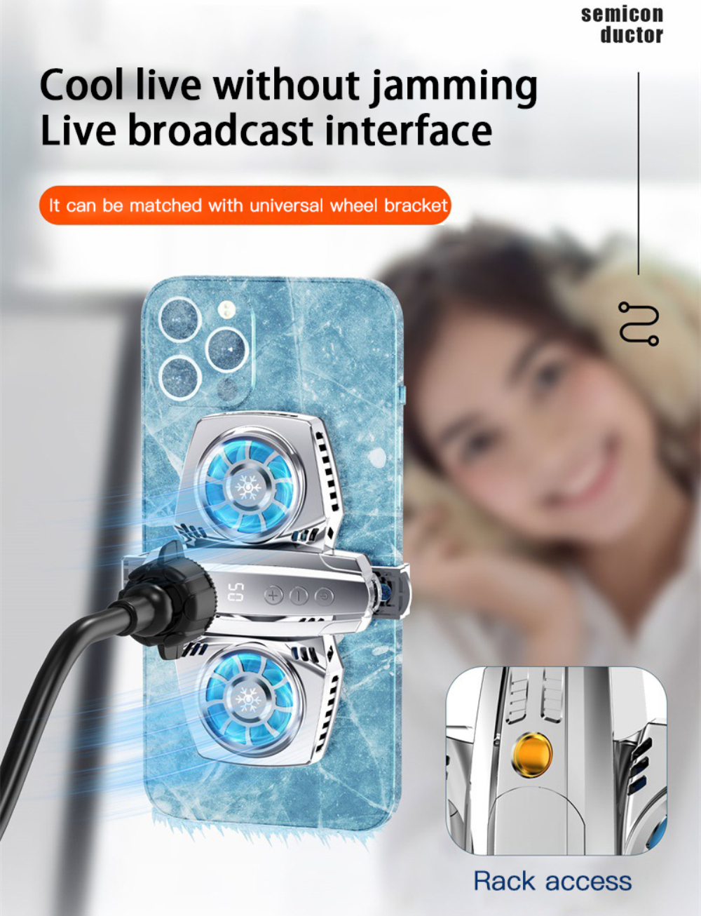 Ecocc K4 Mobile Phone Radiator With Smartphone Temperature Display Dual Cooling Fan Phone Cooler High quality plug and play. 