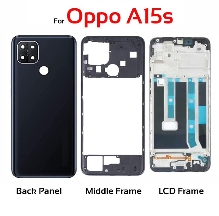 Full Body Housing For Oppo A15/A15s Front LCD Frame Panel, Middle Bezel Frame and Back Panel. 