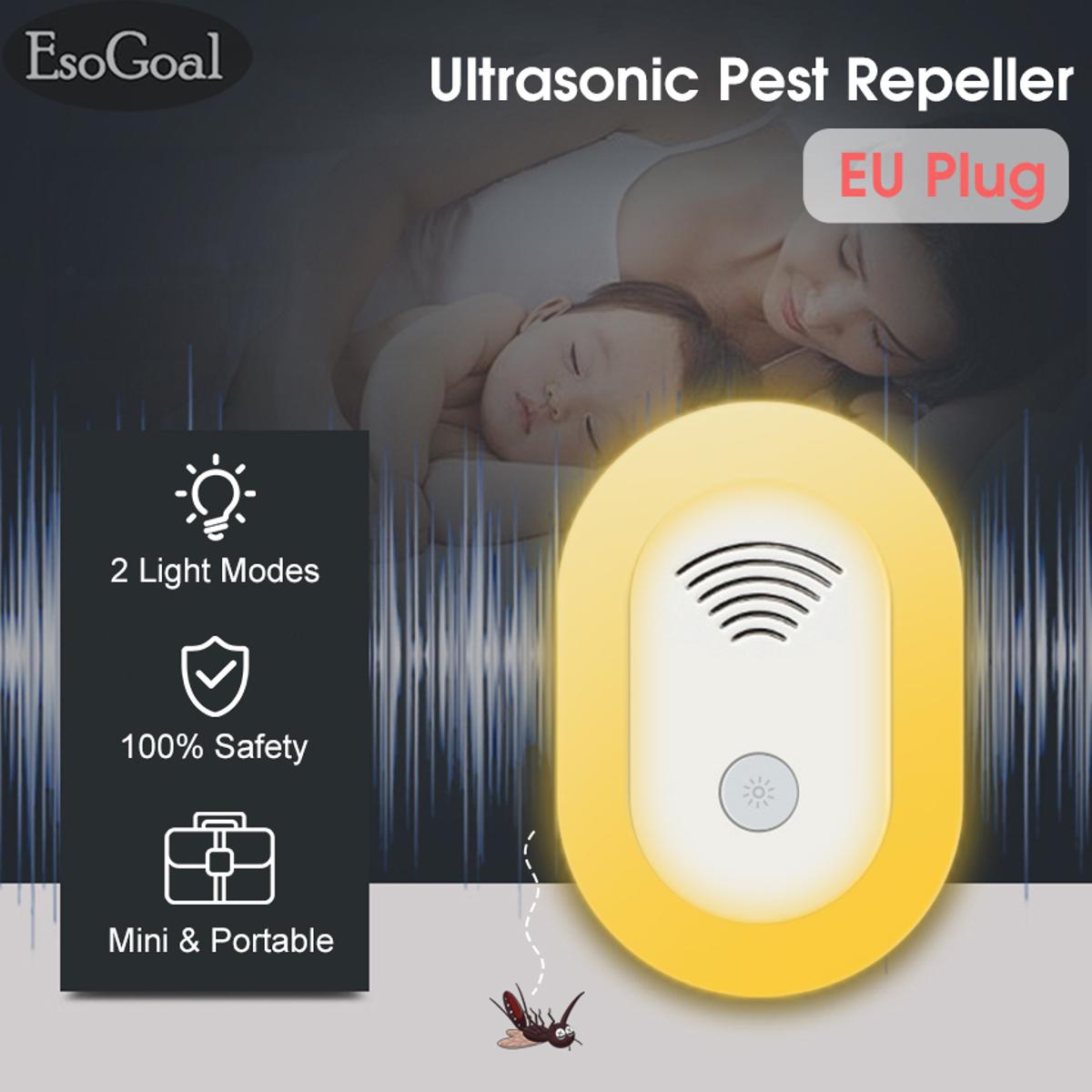 Electric Ultrasonic Pest Repeller Night Light Pest Repellent Electronic Rodent Exterminator Indoor Rodent Cockroach Mosquito Bug Repellent