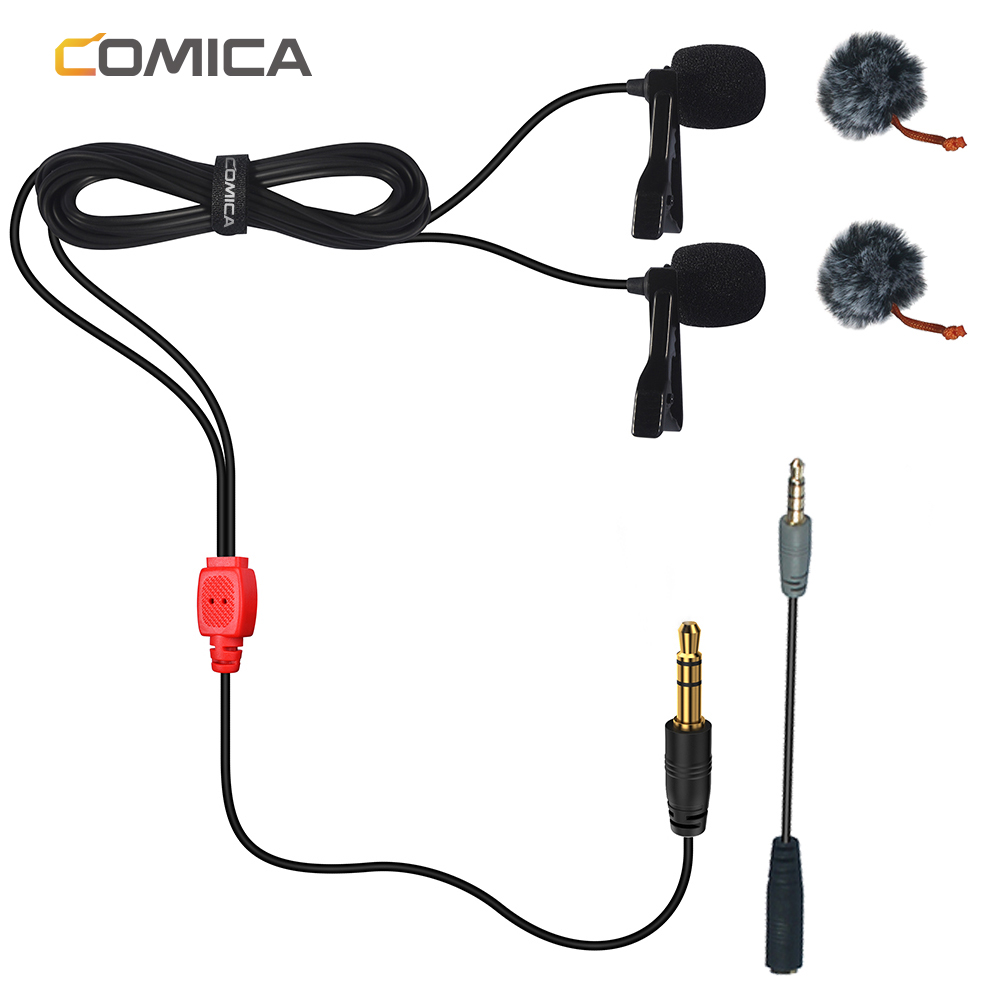 CoMica CVM-D02 Microphone 2.5M Lavalier Omnidirectional Condenser Mic for DSLR Camera Smart Phone Gopro Studio Microphone. 