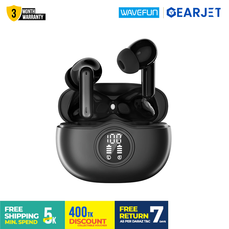 Wavefun Star 2 ANC Wireless Earbuds Digital Display BT 5.3 Active Noise Cancellation 45ms Low Latency 13mm Dynamic Speaker Light Weight Super Bass Bluetooth Earphone