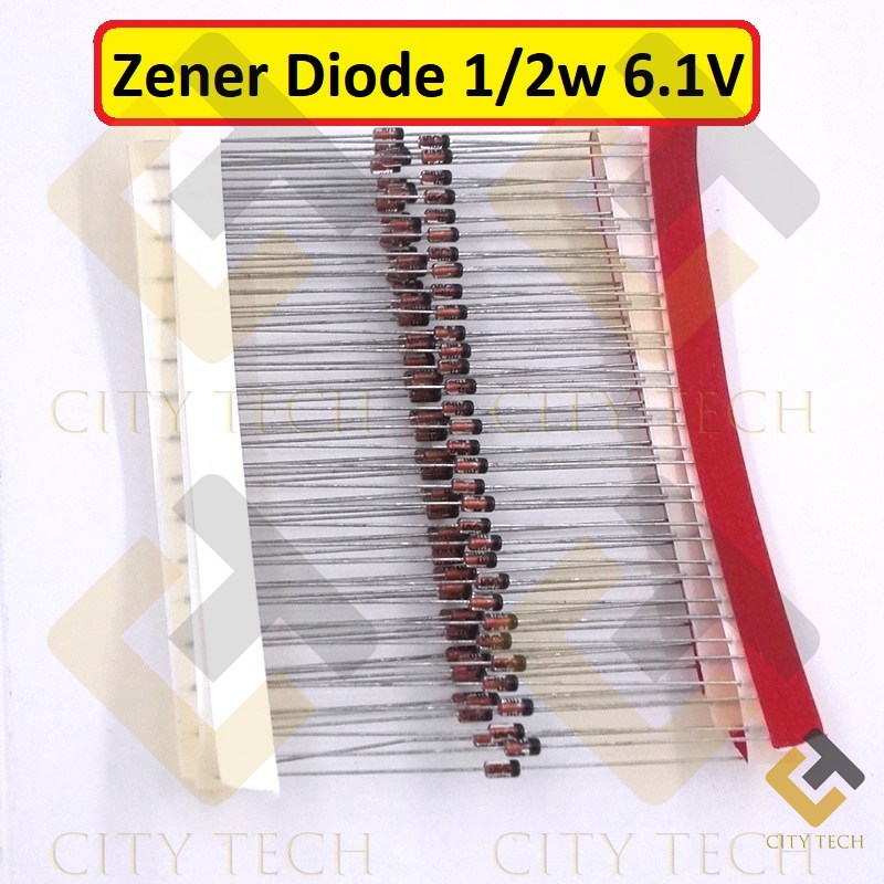 50Pcs Zener Diode 0.5W 1/2w 6.1V Through Hole Voltage Regulator Zener Diodes DO-35 DIP Values Assortment Kit For Electronics DIY. 