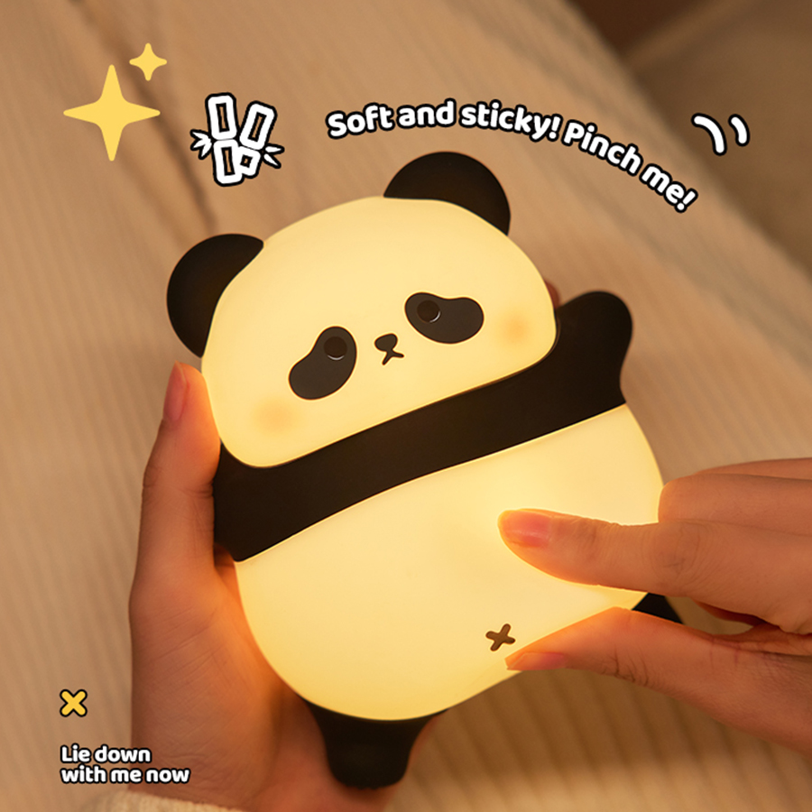 Panda LED Night Light USB Rechargeable Touch Silicone Patting Lamp Children Night Sleeping Mood Light Bedroom Decor Kid Gift Toy. 