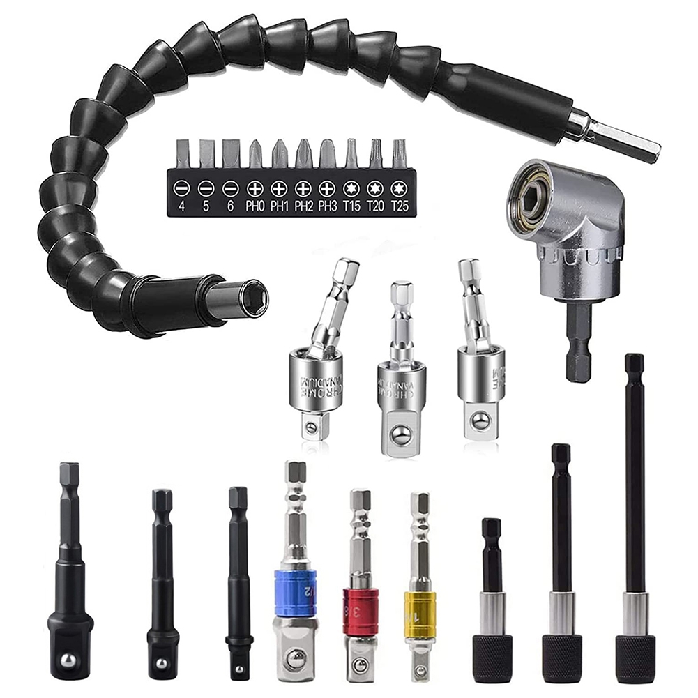 Flexible Drill Bit Extension Set, Impact Socket Adapter Set