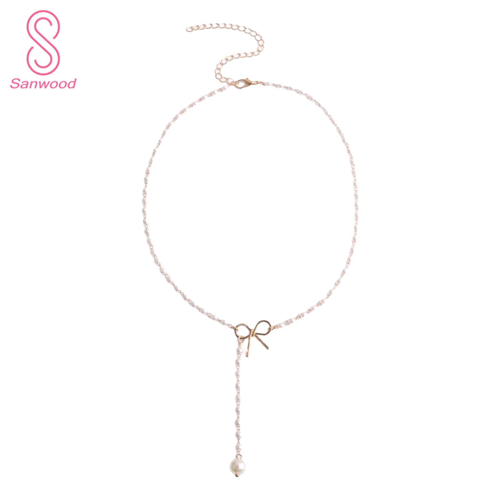 Faux Pearl Necklace Temperament Long Faux Pearl Tassel Pendant Clavicle Chain