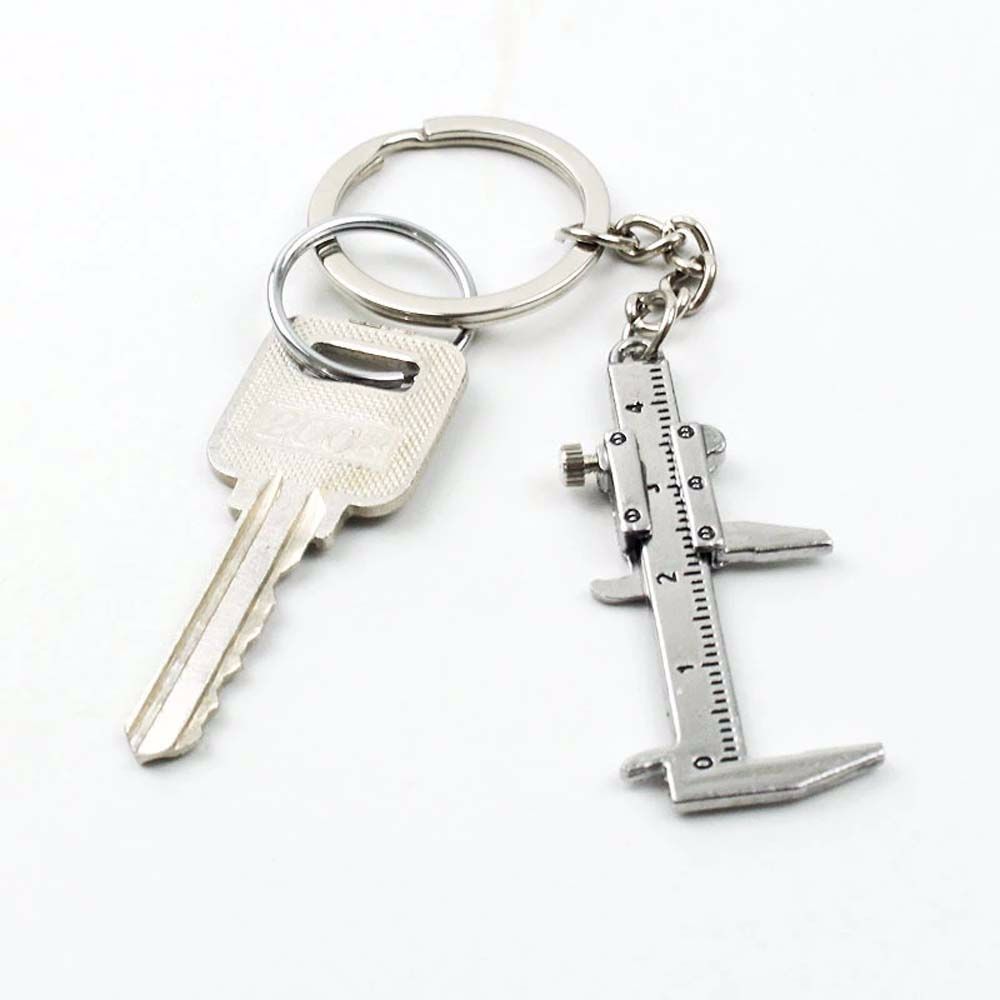 Simulation Ruler Scale Keychain 0-4cm Ruler Gadget Mini Vernier Caliper Keyring Key Chain Measuring Gauge Vernier Caliper Keychain. 