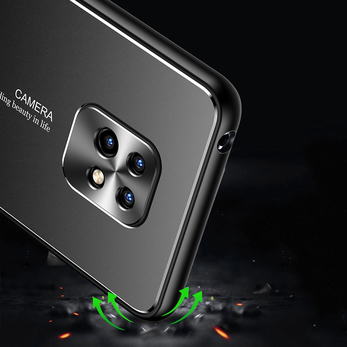 For Xiaomi Redmi 10X 5G Electroplated Metal Back Panel Soft TPU Bumper Double Shockproof Protective Cover Compatible case. 