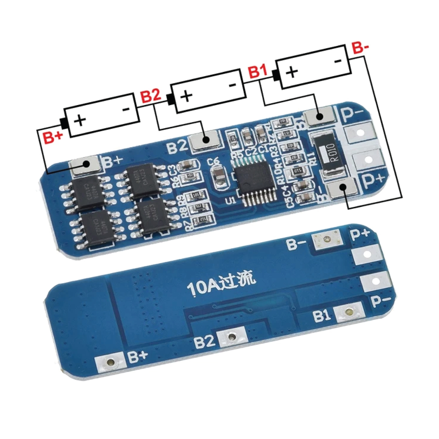 3S BMS 12V 10A 11.1V - 12.6V 3 Cell 18650 Lithium Battery Charging Protection Board Battery Management System Module. 