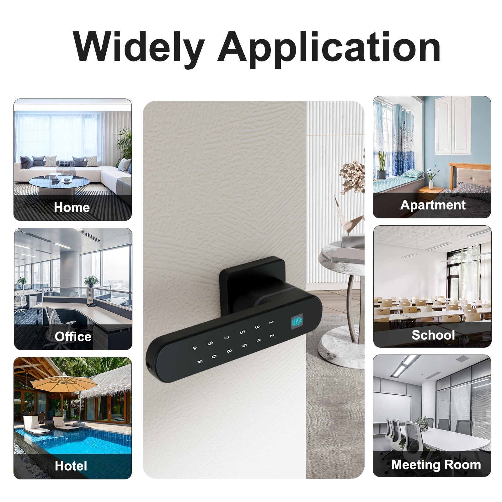 Smart door lock four in one keyless access to Tuya APP control - silver. 