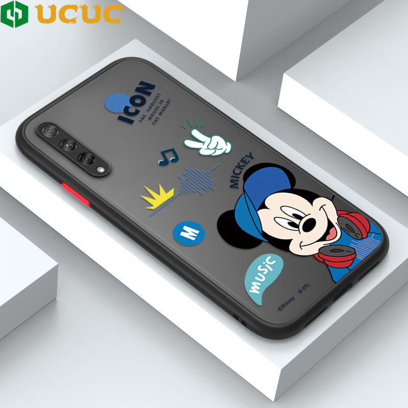UCUC for Honor 9X Pro Back Cover Cute Mouse Greet Frosted Transparent Hard Phone Case Thin Shockproof Full Cover Camera Protect Case