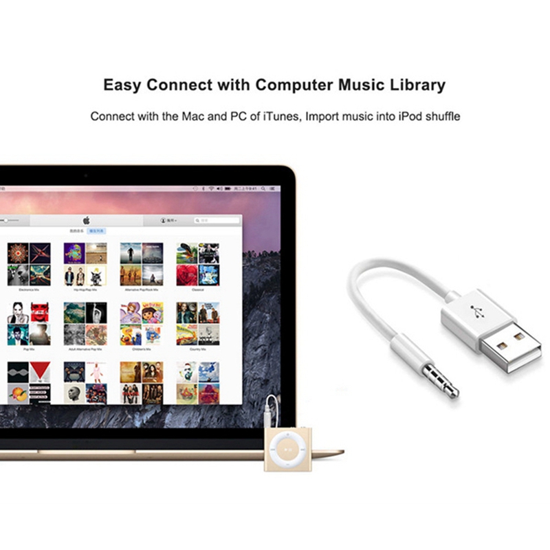 2X Suitable for iPod SHUFFLE Data Cable USB Mp3 Charging 3, 4, 5, 6 7Th Generation Charger Wire. 