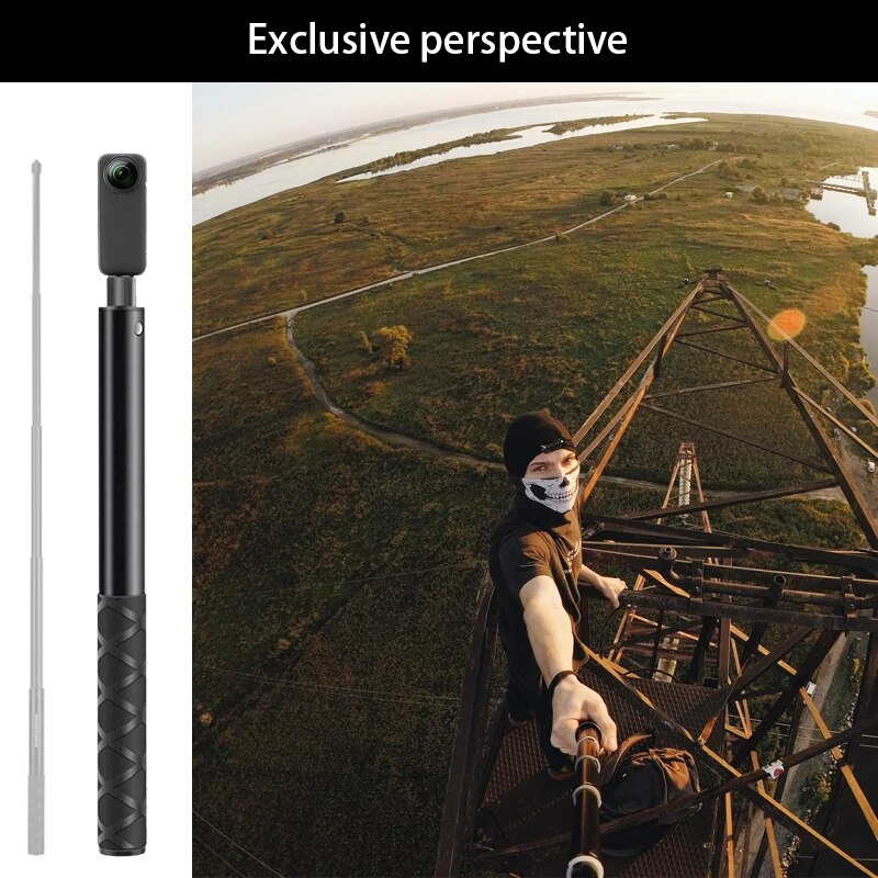 HONGDAK 2m Metal Invisible Extended Edition Selfie Stick Scalable Monopod for Insta360 X2 X3 Accessories For GoPro Stick Tripod. 