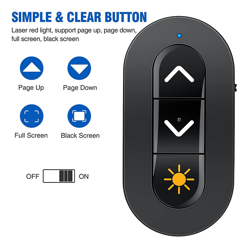 5X 2.4GHz Rechargeable Wireless Presenter Finger Ring with Red Light USB Presentation Remote for Win 10 8 Point. 
