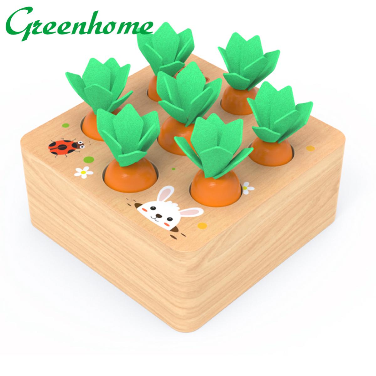 Greenhome Early Education Wooden Block Pulling Carrot Game Kids Children Interactive Toy