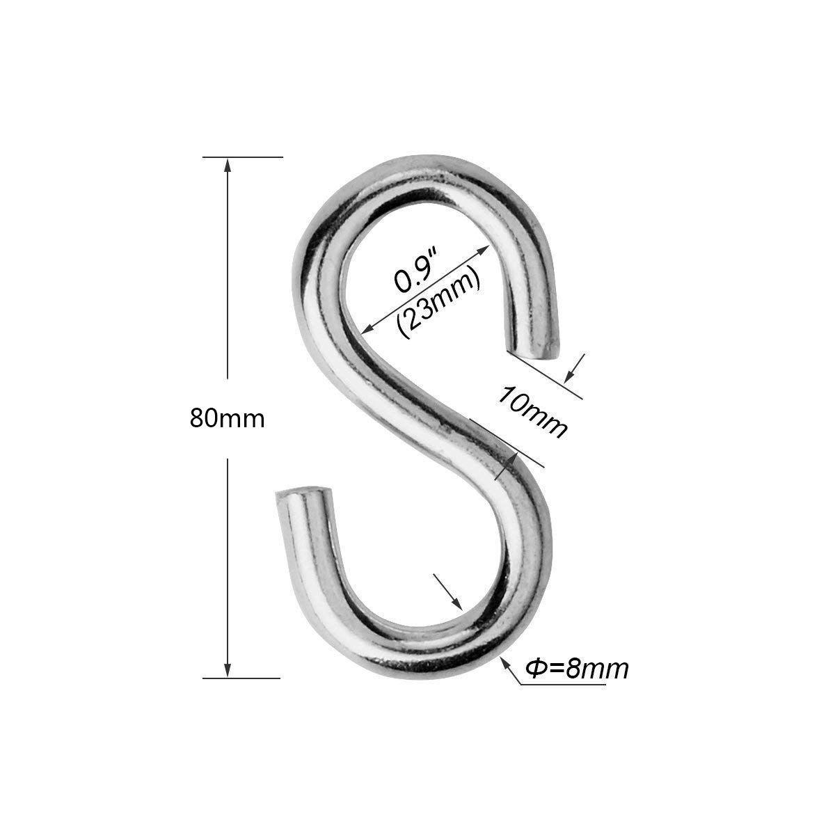 Heavy Duty S Hooks Ultra Thick Hammock S Shaped Hooks Galvanized Utility Hanger, Pack of 2. 