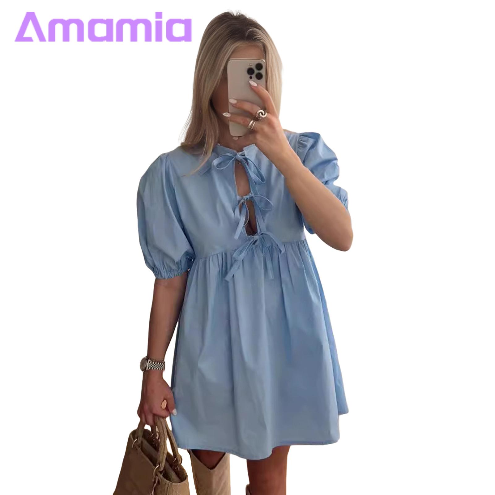 Round Neckline Dress Leopard Print Lace-up Mini Dress for Summer Parties Stylish Hollow Out Design with Puff Sleeves A-line Pleats Perfect for Dating Events Printed Design Dress