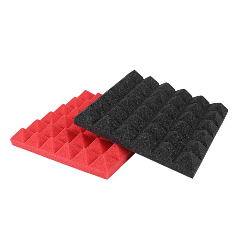 Charcoal Acoustic Foam Tiles Soundproofing Foam Panels Studio Sound Padding 2 x 10 x 10 Inch(Black+Red). 