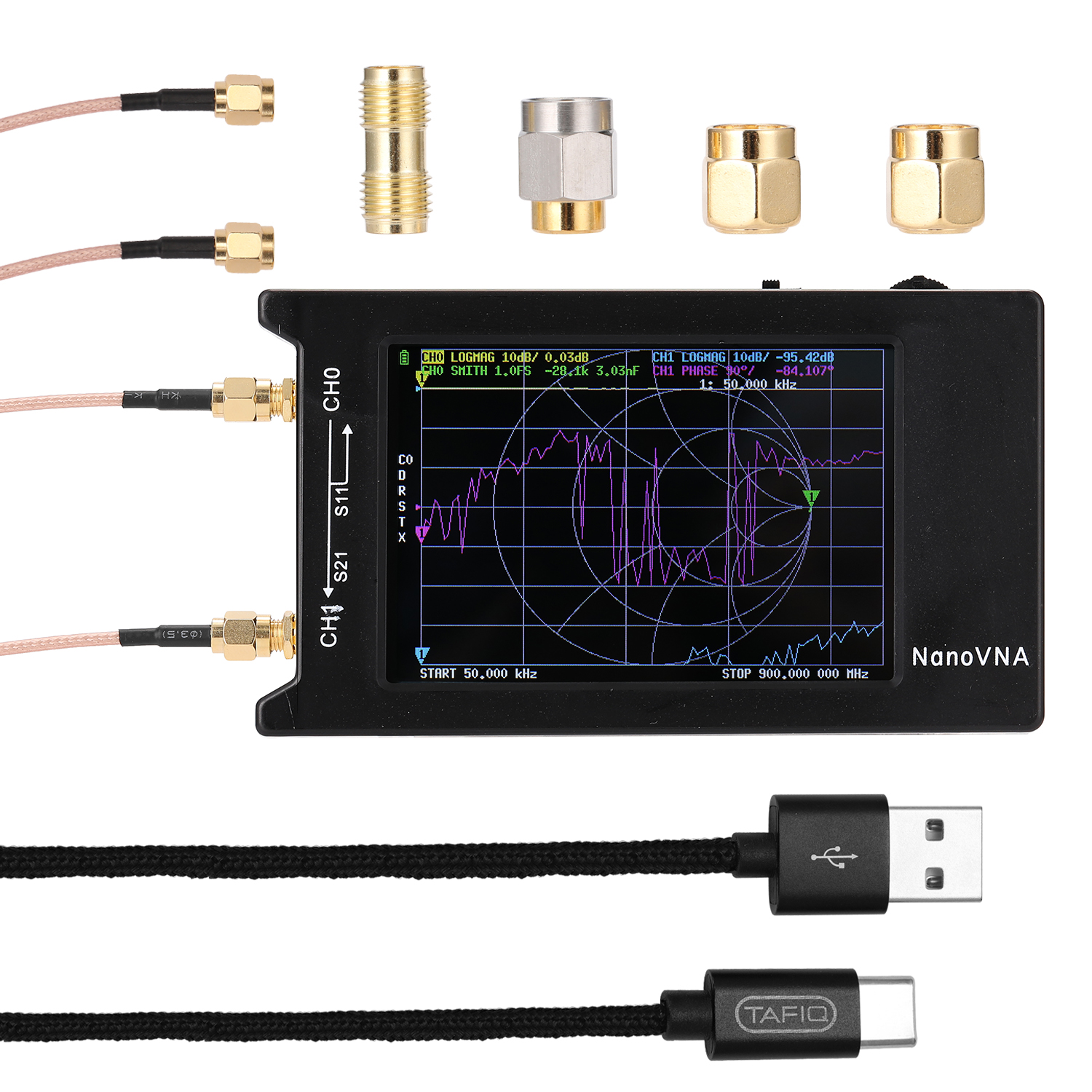 NanoVNA-H Portable Handheld Vector Network Analyzer 10KHz-1.5GHz Digital Display Touching Screen Shortwave MF HF VHF UHF Antenna Analyzer Standing Wave. 