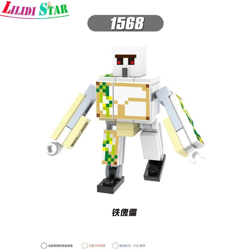My World LegoING Minecraft Minifigures Steve Alex Zombie Iron Golem Enderman Model Building Blocks Diy Toys Gifts. 