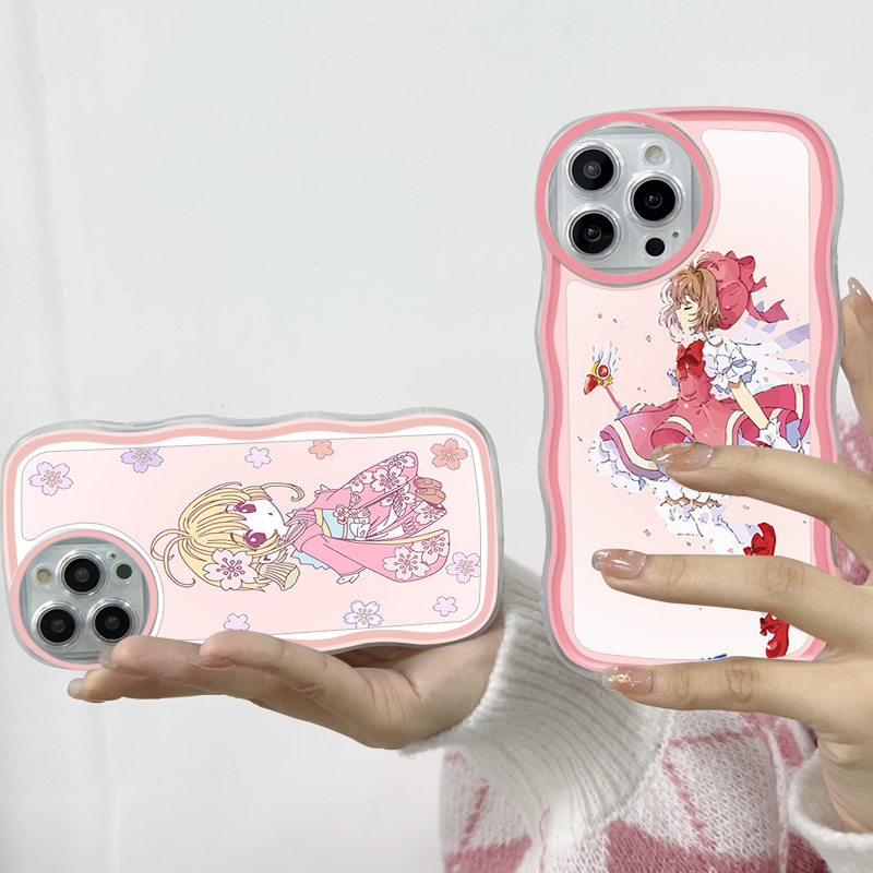 Jizetin for Vivo V27E Back Cover + Free Pop Socket Cardcaptor Sakura Soft Wavy Shape TPU Phone Case For Girls Boys. 