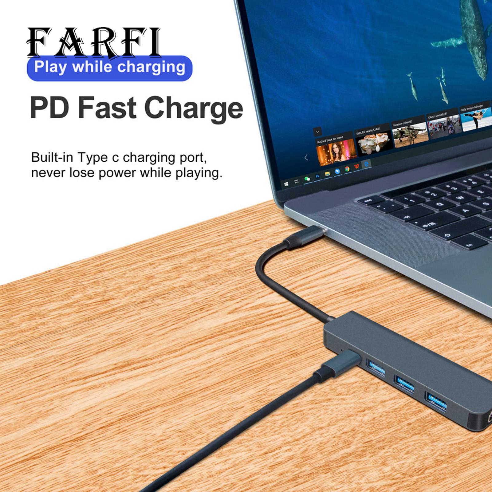 Farfi Hub Driver-free USB-C Hub Type-C to HDMI-compatible Adapter. 