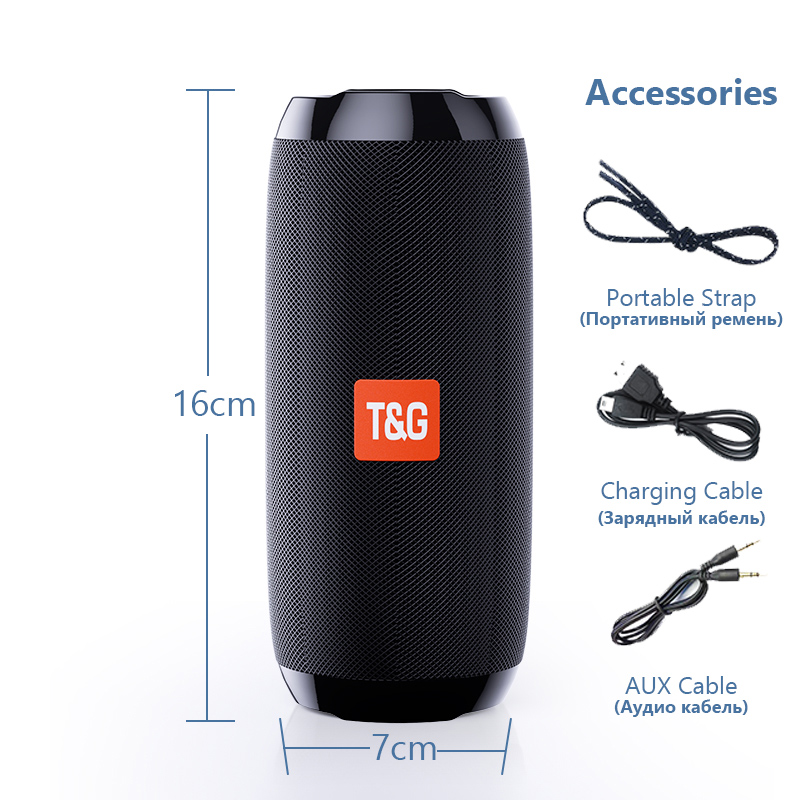 TG117 Portable Bluetooth Speaker Outdoor Wireless Woofer Free Call /FM/TF Card/USB Flash Drive Connect Mobile Phone/Tablet/TV. 