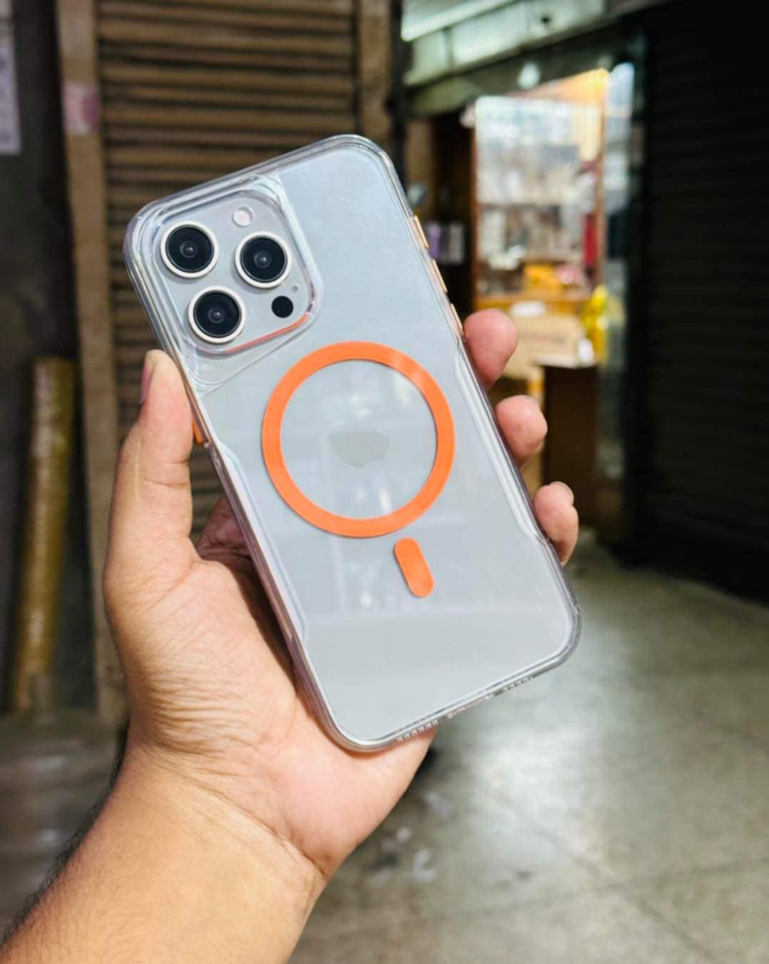 For iPhone 11, 11 Pro, 11 Pro Max, 12, 12 Pro, 12 Pro Max, 13, 13 Pro, 13 Pro Max, 14, 14 Pro, 14 Pro Max, 15, 15 Pro, 15 Pro Max, 16, 16 Pro Max, Ultra Hybrid Transparent Orange and Black Edition NFC Case Yellowing Resistance Magsafe Tpu Back Cover. 