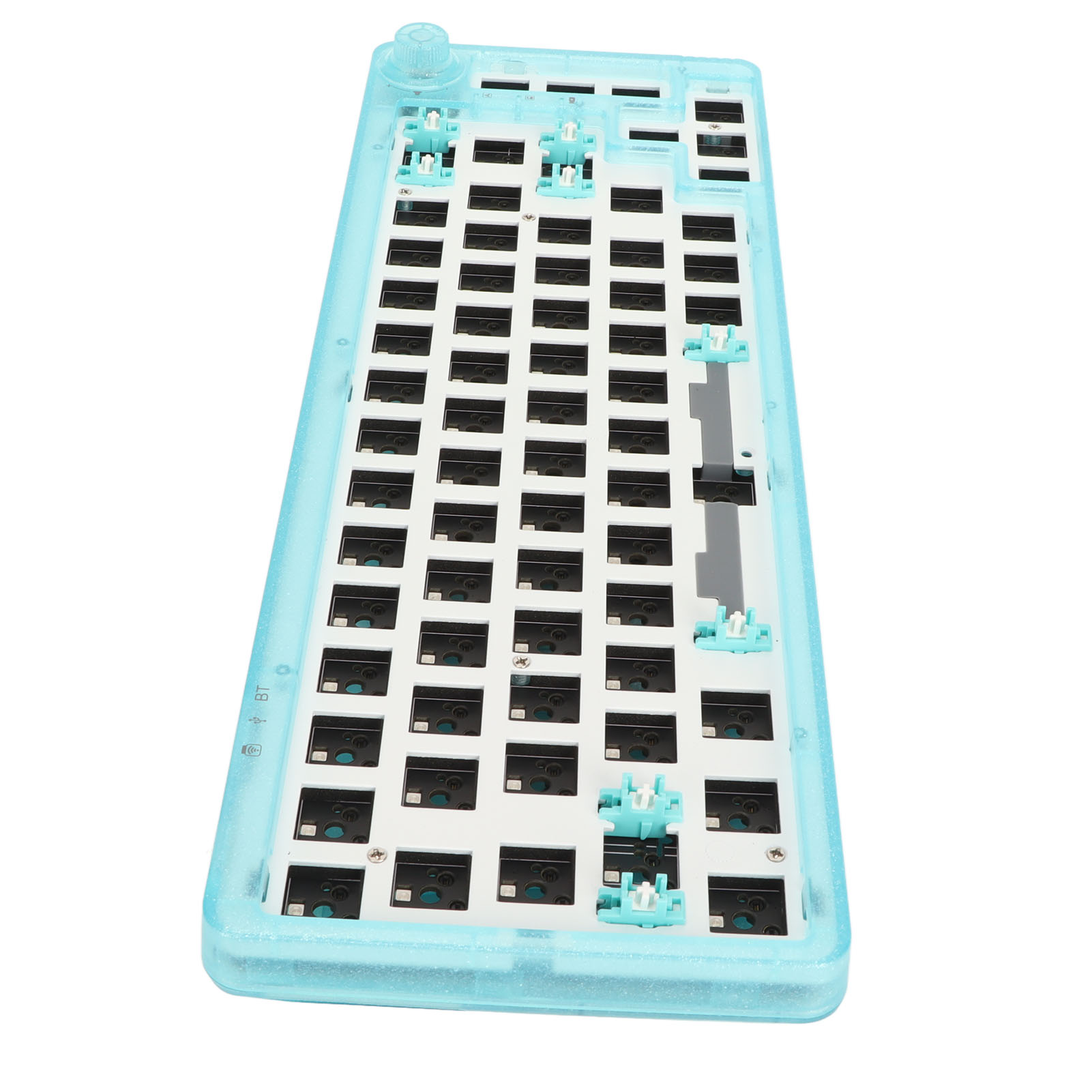 Modular Mechanical Keyboard RGB DIY 67 Key Hot Swappable 3pin 5pin Switch Programmable 3 Mode USB C 2.4GHz Keyboard Transparent Blue