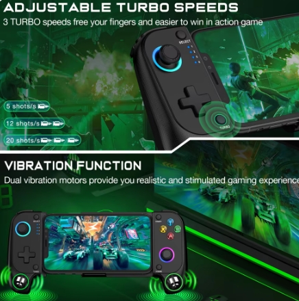Saitake 7009F Game Controller Wireless Bluetooth Gamepad Extendable Joypad Joystick for Android/IOS Phone. 