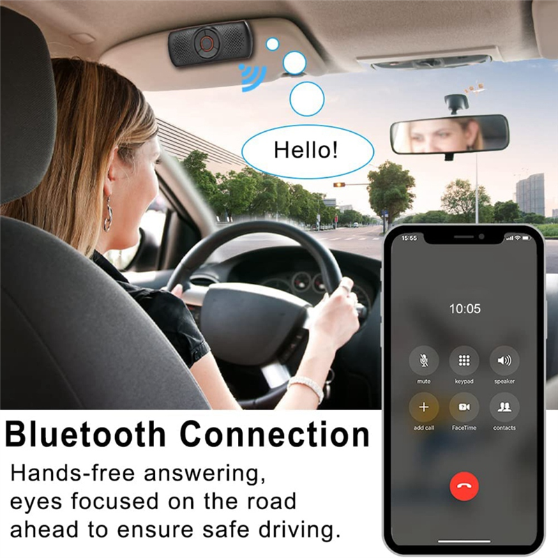 Car Bluetooth Speaker for Handsfree Talking, Wireless Car Music Player with Visor Clip. 