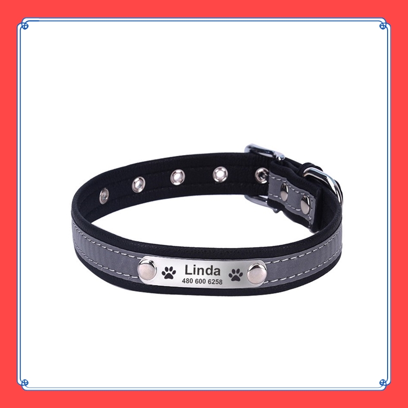 VibeVendor Customized collar Pet collar Personalized puppy collar engraving Big dog collar Reflective cat collar adjustable Large dog collar