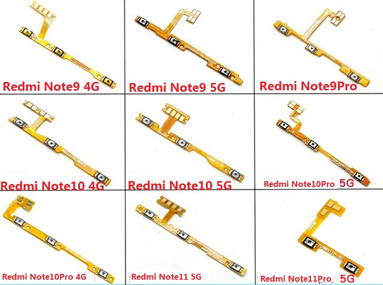For Xiaomi Redmi Note 9 9s10 11 11s  11T  Pro 4G 5G Switch Power on off Volume button key Flex Cable Repair Parts. 