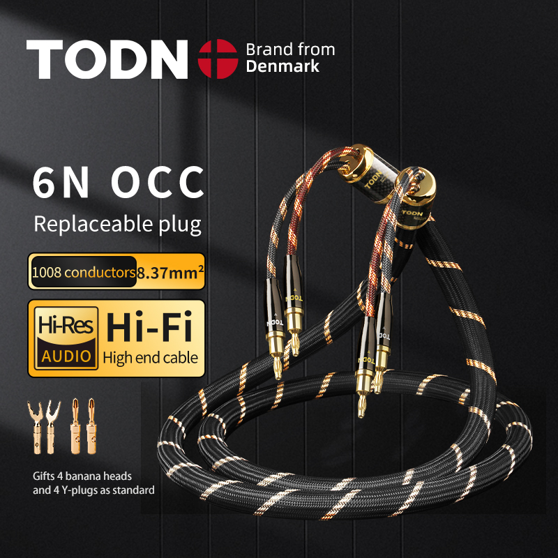 TODN speaker cable high end hifi audio cable 6N OCC speakers CABL replaceable banana plug Yplug Connecting the amplifier