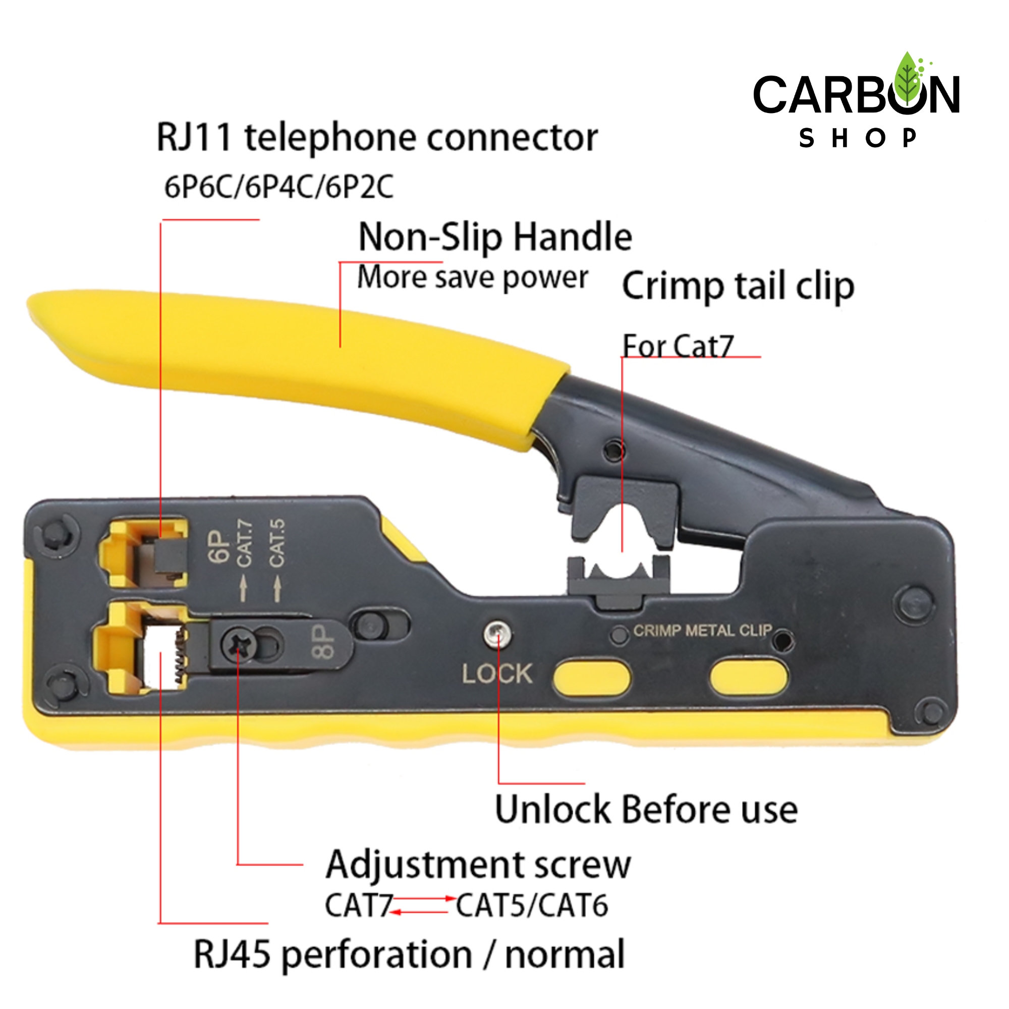 RJ45 Connector Crimp Tool - Professional Grade Crimping Plier for Cat5, Cat6, Cat7, Cat8 and Cat6a Ethernet Cables Crimper. 
