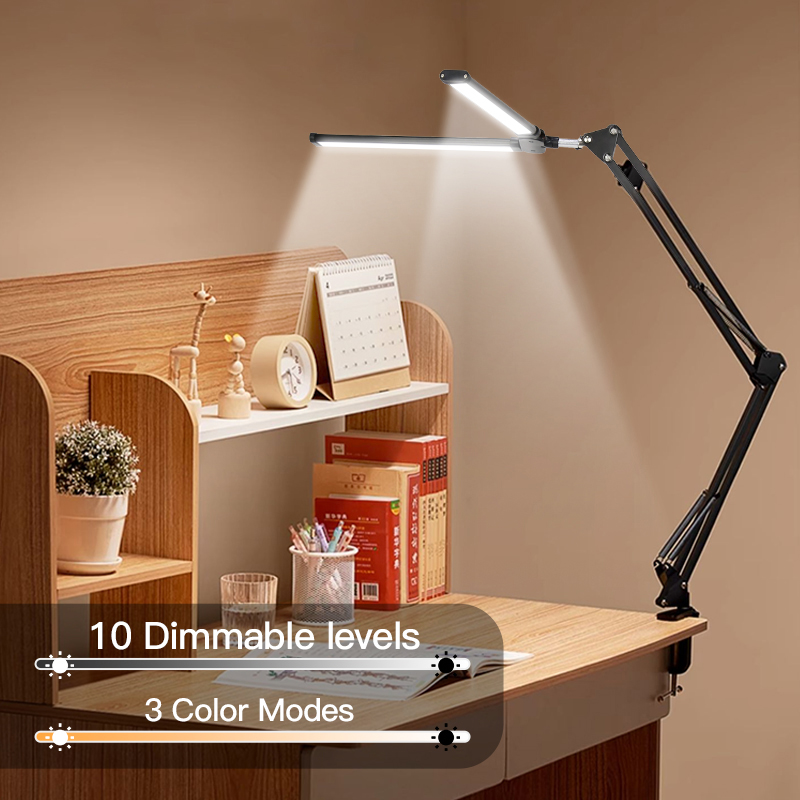 Double Head LED Desk Lamps Stepless Dimmable Led Computer Monitor Light USB Table Lamp for Office Study Reading Lighting Fixture. 