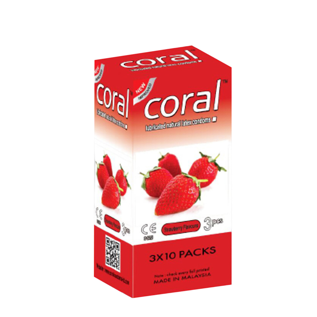 Coral - Strawberry Extra Performance Condom - Full Box - 30Pcs