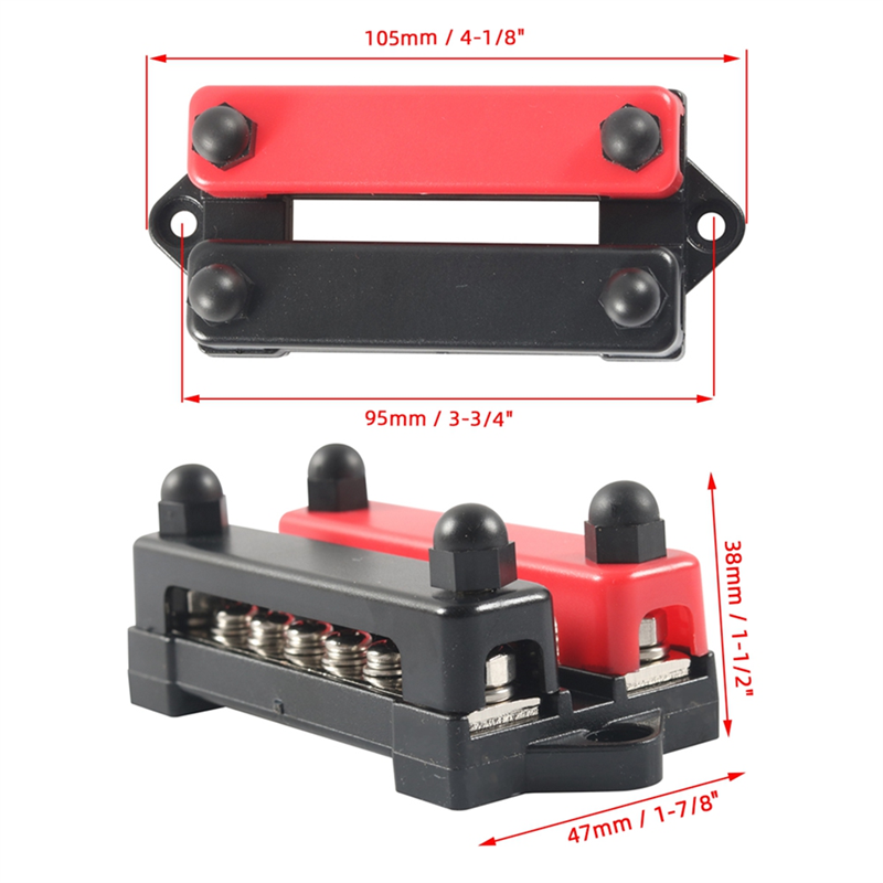 12V Ground/Power Distribution Terminal Block Battery Bus Bar Set. 