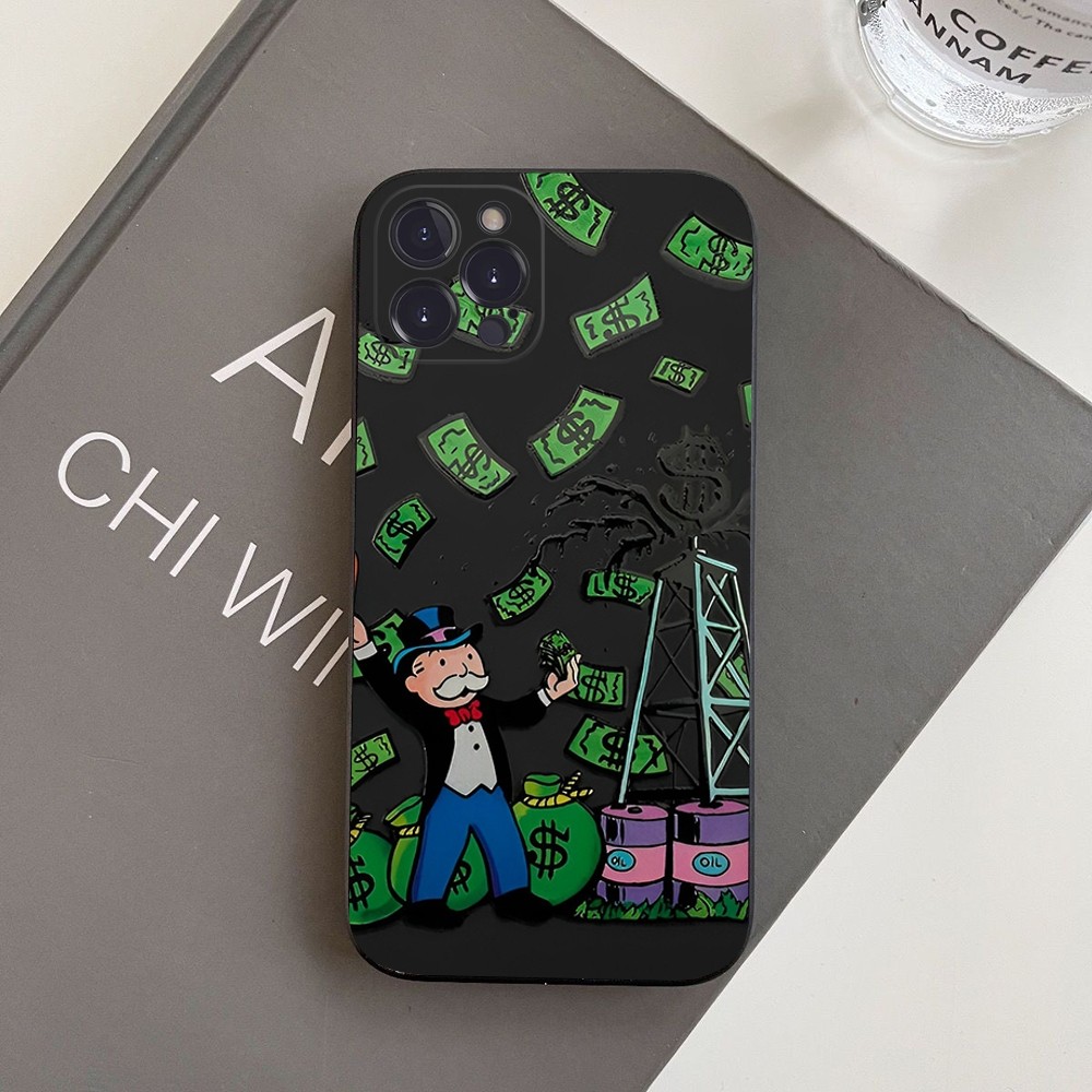 Cartoon Luxury Dollar MonopolyS Phone Case For iPhone 14 13 happy12 Mini 11 Pro XS Max X XR SE 6 7 8 Plus Soft Silicone Cover. 