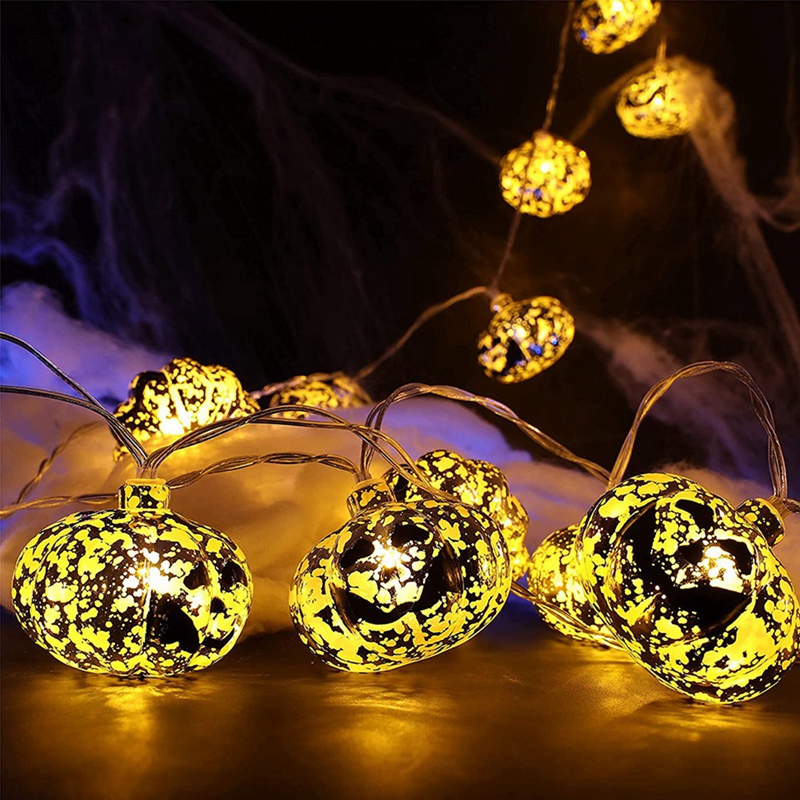Halloween Lights,20 LED Pumpkin String Lights 9.8 Feet Halloween Decor,2 Modes Steady and Flickering Lights Halloween. 