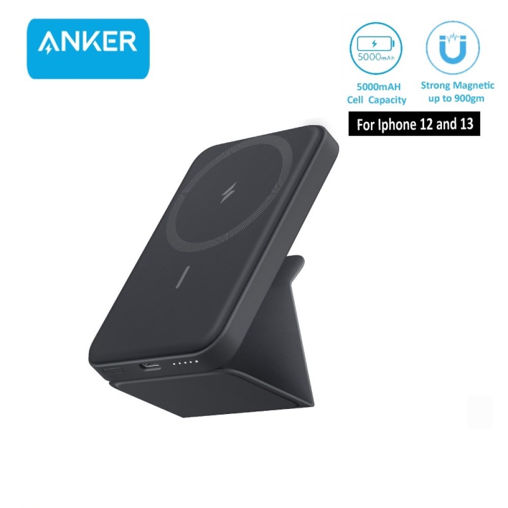 Anker 622 Magnetic Battery (MagGo), 5000mAh Foldable Magnetic Wireless Portable Charger and USB-C for_iPhone 13/12 Series. 