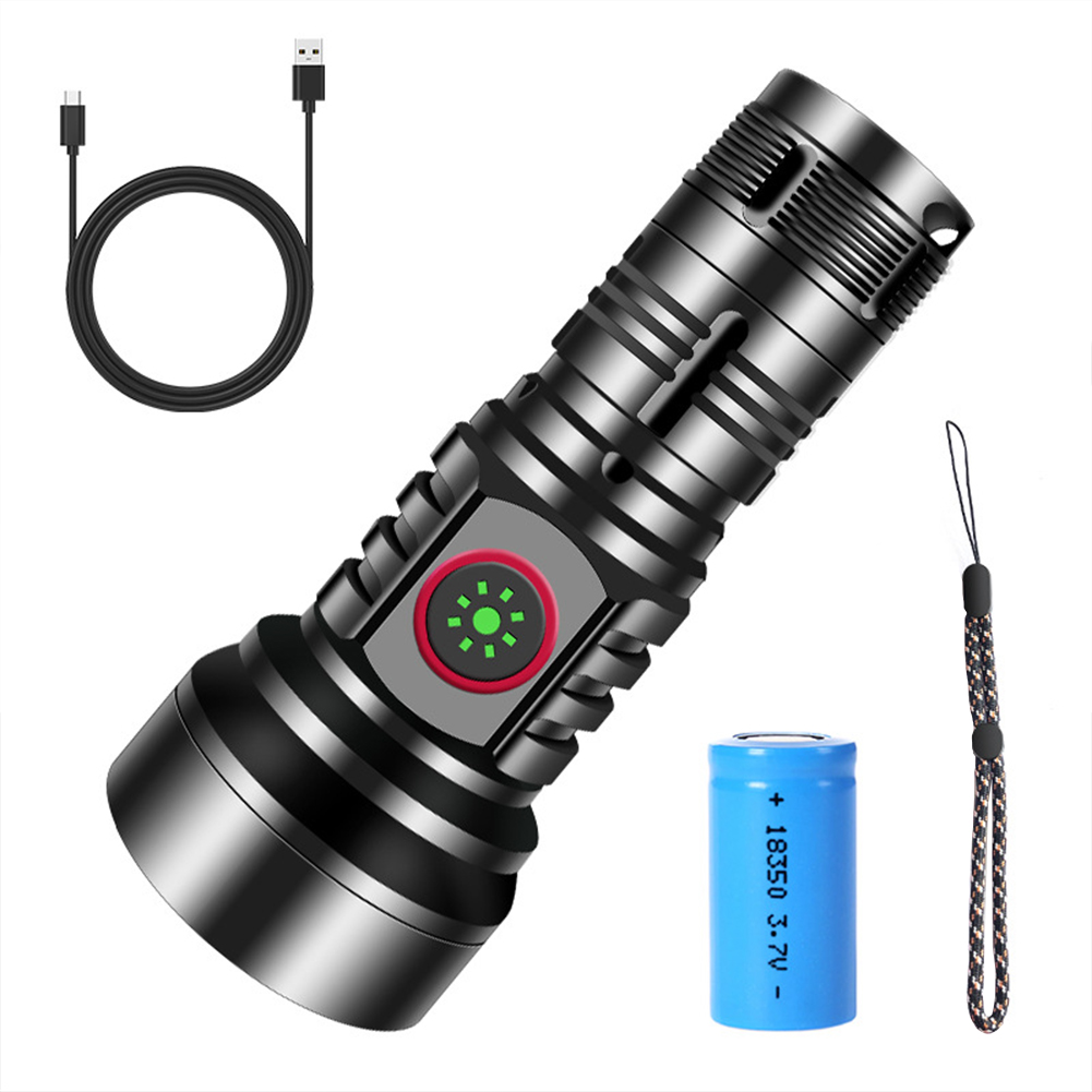 GC LED Extremely Bright Torch, 50000 Lumens Flashlight, Type-C Rechargeable Zoom Torch, IP65 Waterproof Flashlight With 4 Light Modes For Camping Hiking