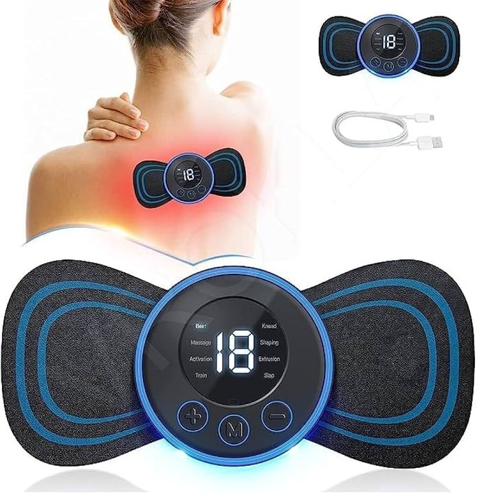 EMS Mini Neck Pulse Massager Electric LCD Display Stretcher EMS Mini Massager 2 pad. 