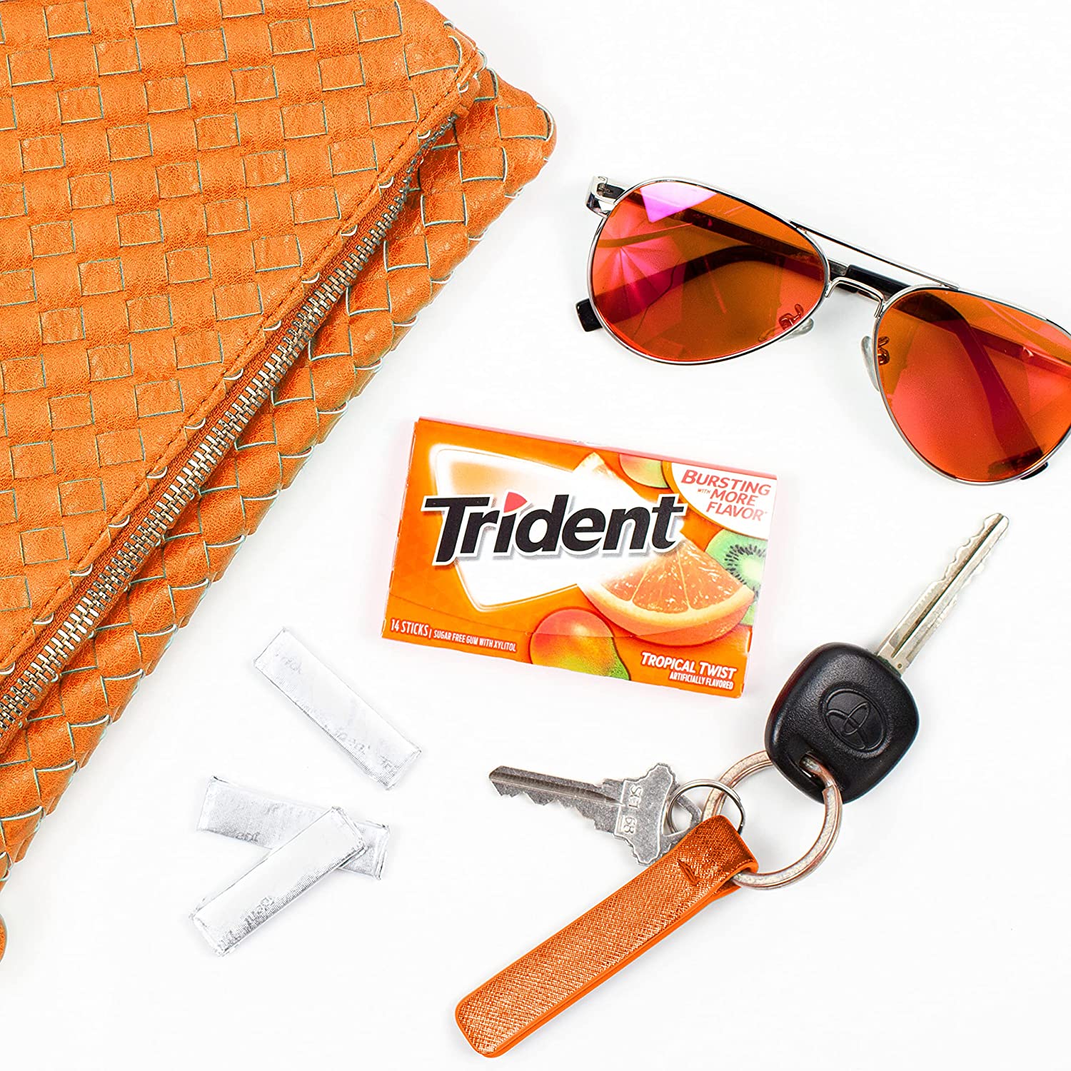 Trident Sugar Free Chewing Gum Tropical Twist, 14 Sticks. 