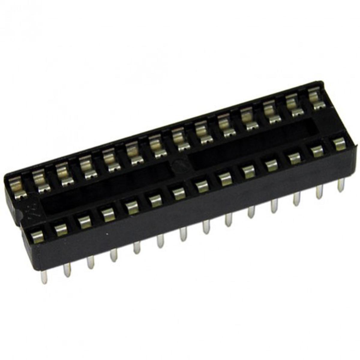 5Pcs- 28Pin IC Base 28 Pin Leads PCB Mount Low Cost IC Socket DIL DIP IC Socket PCB Mount Connector Adaptor Solder Type IC Base Socket 28 Pin IC Base