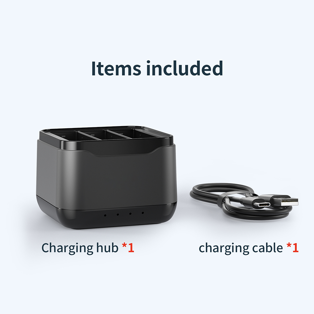 Battery Charging Hub Charging 3 Batteries Action Camera Accessories With Charging Indicator Light Charging Station Compatible For DJI OSMO Action 4/3 Cameras. 